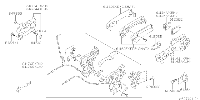 2013 Subaru BRZ Door Parts - Latch & Handle Diagram