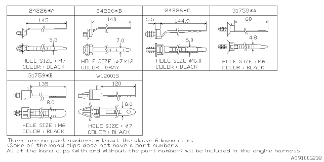 2018 Subaru BRZ Band Clip Diagram for 24226AA240