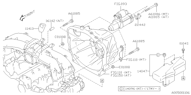 2013 Subaru BRZ Timing Hole Plug & Transmission Bolt Diagram