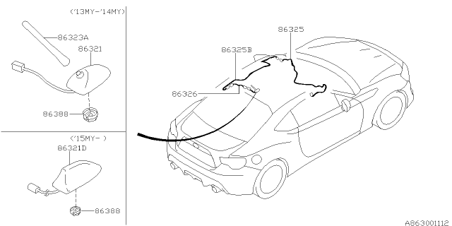 2017 Subaru BRZ Audio Parts - Antenna Diagram