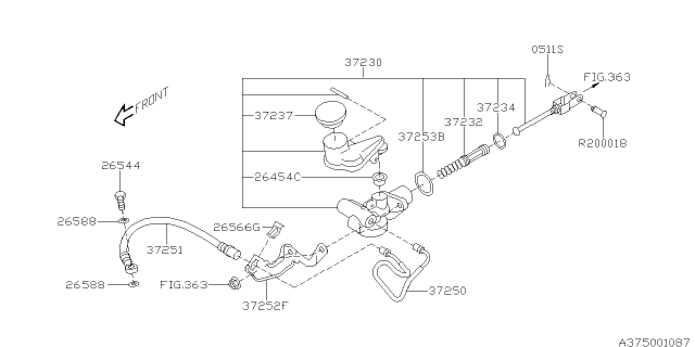 2020 Subaru BRZ Bracket Clutch Hose Diagram for 37252CA010