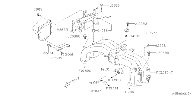 2019 Subaru BRZ Protector Intake Manifold Diagram for 14047AB150