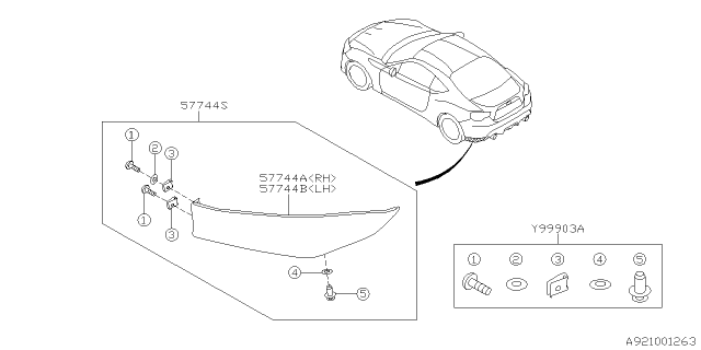 2015 Subaru BRZ Rear Bumper Under Spoiler Left Diagram for E5610CA103