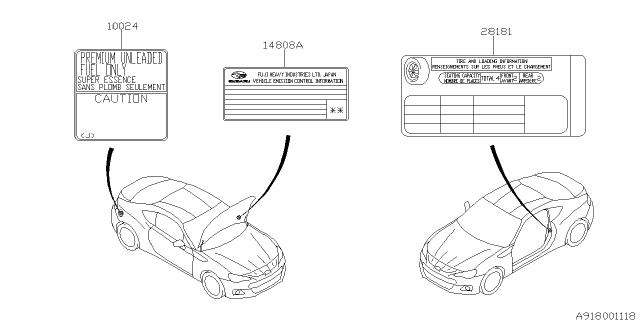 2015 Subaru BRZ Label Emission Dj Diagram for 14808AH620