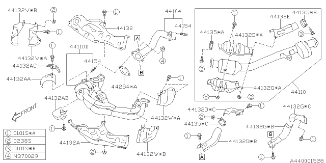 2015 Subaru BRZ Cover Complete Exhaust Diagram for 44651AD080