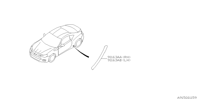 2019 Subaru BRZ Protector Rear RH Diagram for 91163CA000