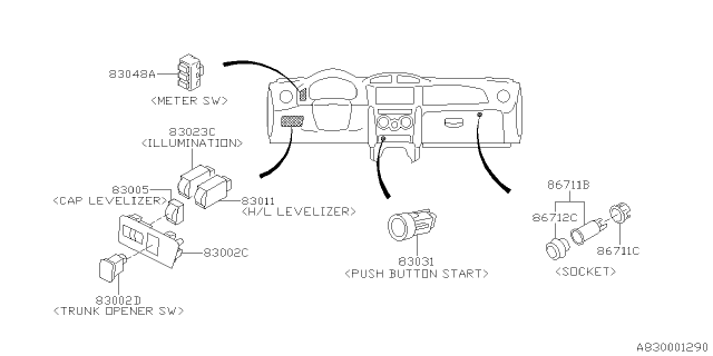 2020 Subaru BRZ Switch Assembly Start Diagram for 83031CA023
