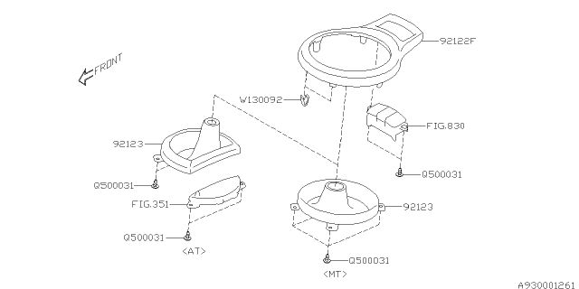 2019 Subaru BRZ Cover Shift Lever Diagram for 92122CA040