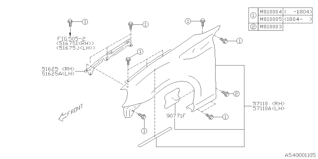 2018 Subaru BRZ Fender Complete Front RH Diagram for 57129CA0209P