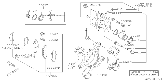 2015 Subaru BRZ Disk Brake Kit Rear RH Diagram for 26692CA040