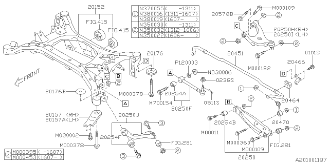 2017 Subaru BRZ Support Rear Front RH Diagram for 20157CA000