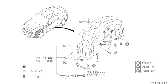 2013 Subaru BRZ Mudguard Diagram 1