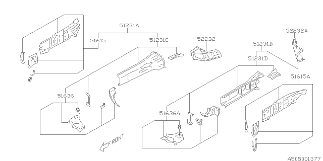 2016 Subaru BRZ Reinforcement Tb Center Complete LH Diagram for 51630CA1709P