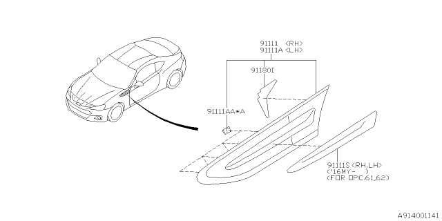 2016 Subaru BRZ Outer Garnish Diagram 1