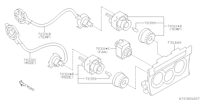 2015 Subaru BRZ Heater Control Assembly Diagram for 72311CA010