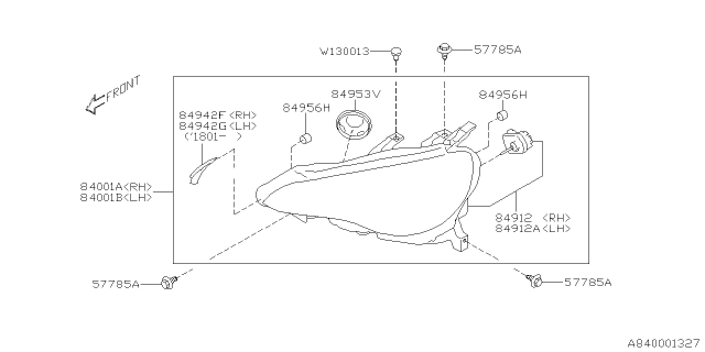 2018 Subaru BRZ Passenger Side Headlamp Assembly Diagram for 84002CA380