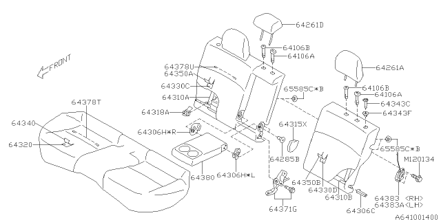 2016 Subaru Impreza Rear Seat Back Rest Cover Complete, Right Diagram for 64350FJ042VH