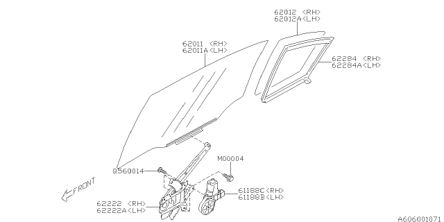 2013 Subaru Impreza WEATHERSTRIP Partition Rear SLH Diagram for 62284FJ110