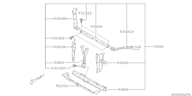 2013 Subaru Impreza Lower Tie Bar Diagram for 51231AG0009P