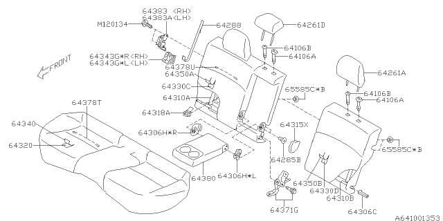 2013 Subaru Impreza Seat Pad Assembly Cushion Rear Diagram for 64320FJ020