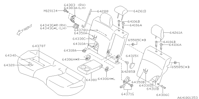 2013 Subaru Impreza Seat Frame Assembly Back Rest LH Diagram for 64310FJ010