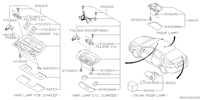 2016 Subaru Impreza Map Lamp Assembly Diagram for 84621FJ080ME
