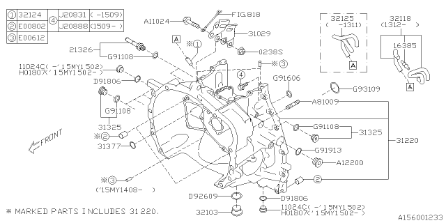 2015 Subaru Impreza Sedan Torque Converter & Converter Case Diagram 1