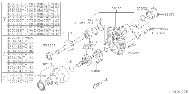 2014 Subaru Impreza Sedan Manual Transmission Transfer & Extension Diagram 1