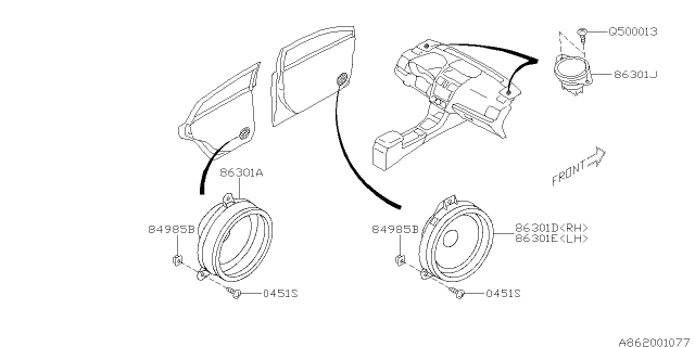 2012 Subaru Impreza Sedan Audio Parts - Speaker Diagram