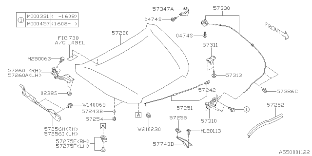 2015 Subaru Impreza Front Hood & Front Hood Lock Diagram