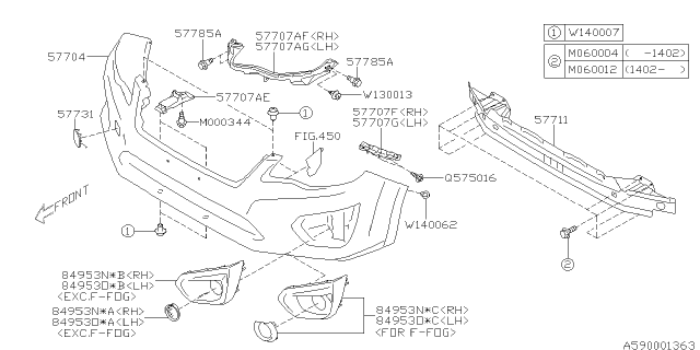 2014 Subaru Impreza Front Bumper Diagram 1
