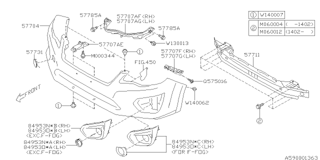 2013 Subaru Impreza Sedan Front Bumper Diagram