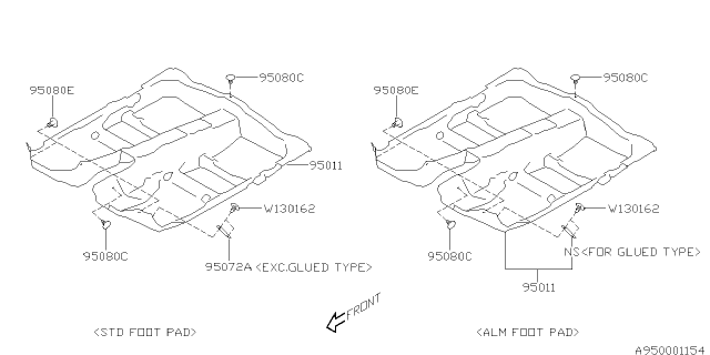 2014 Subaru Impreza Mat Floor LHD Diagram for 95011FJ220