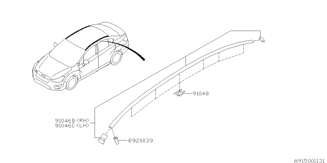 2015 Subaru Impreza Sedan Molding Diagram 3