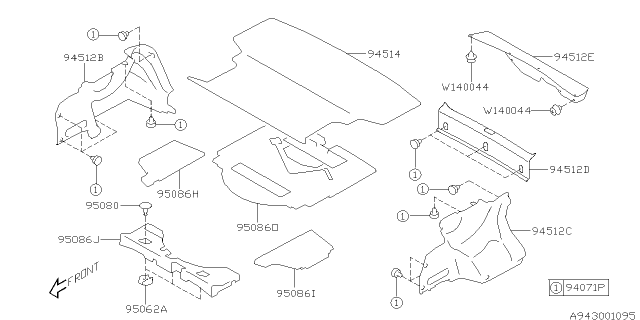 2012 Subaru Impreza Sedan Trunk Room Trim Diagram