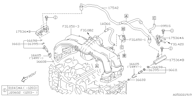 2016 Subaru Impreza Pipe Fuel Diagram for 17536AA570