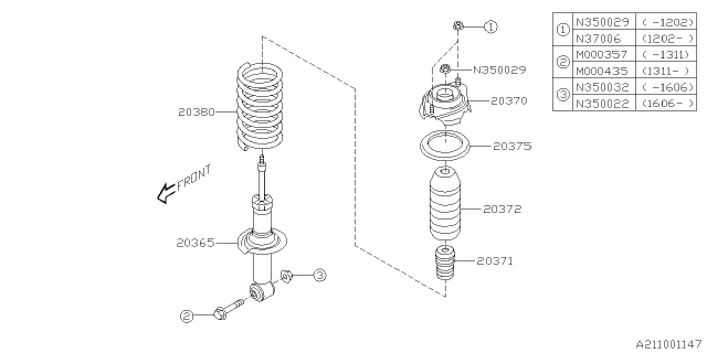 2014 Subaru Impreza Rear Shock Absorber Diagram