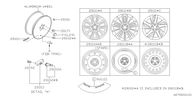 2016 Subaru Impreza Sedan Disk Wheel Diagram 1