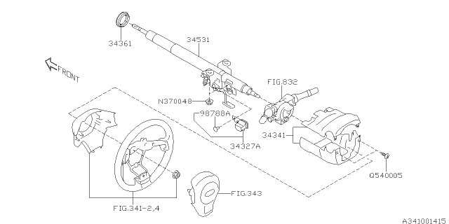 2012 Subaru Impreza Sedan Steering Column Diagram 2