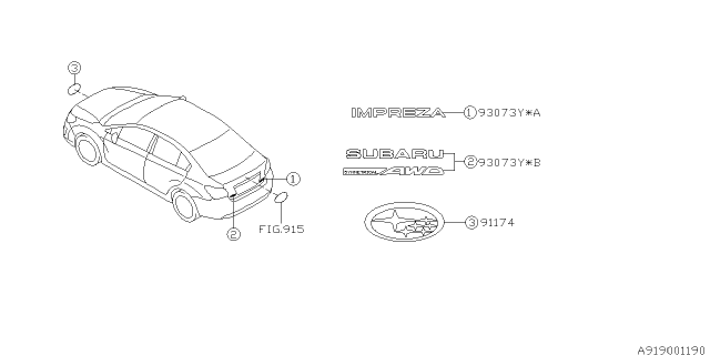 2015 Subaru Impreza Letter Mark Diagram