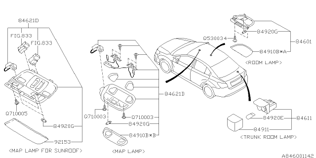 2013 Subaru Impreza Sedan Lamp - Room Diagram