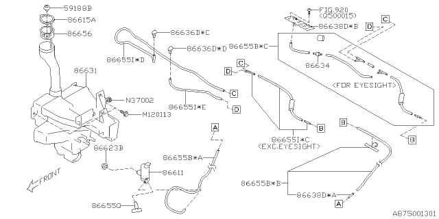 2016 Subaru Impreza Sedan Windshield Washer Diagram 1