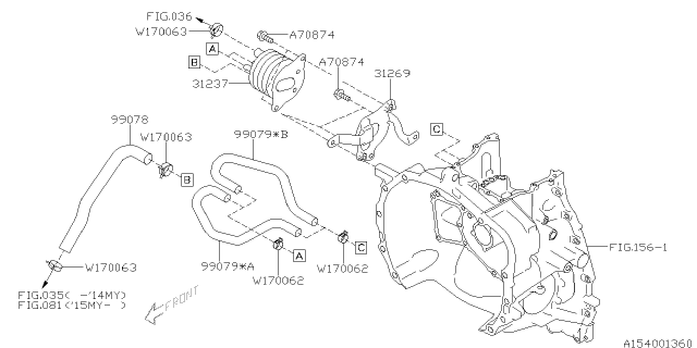 2012 Subaru Impreza Sedan Automatic Transmission Case Diagram 1
