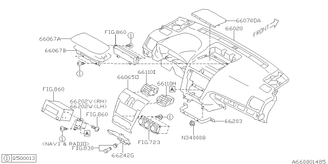 2013 Subaru Impreza Sedan Instrument Panel Diagram 1