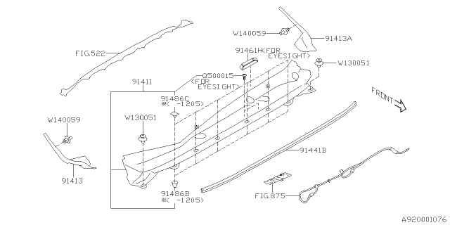 2012 Subaru Impreza COWL Panel Assembly LHD Diagram for 91419FJ011