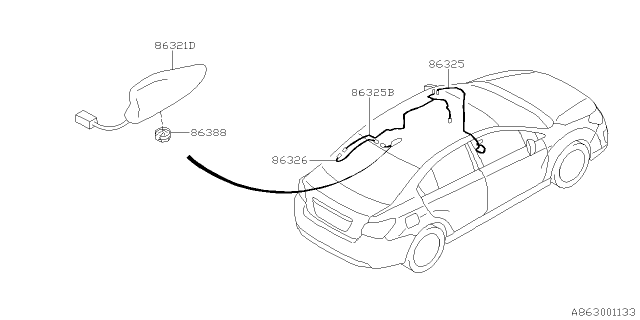 2016 Subaru Impreza Antenna Assembly D Diagram for 86321FJ300E8
