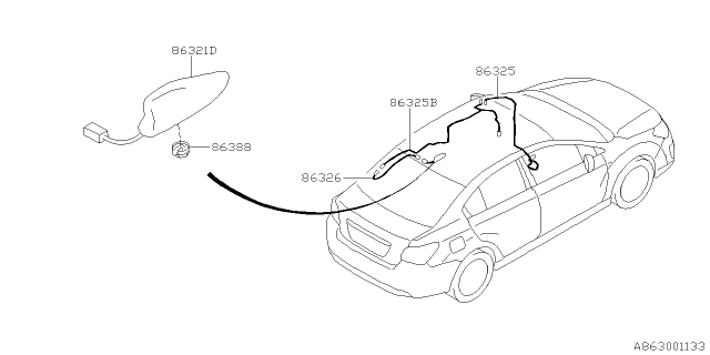 2015 Subaru Impreza Sedan Audio Parts - Antenna Diagram 2