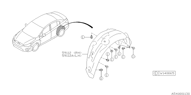 2016 Subaru Impreza Sedan Mudguard Diagram 2