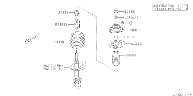 2014 Subaru Impreza STRUT Complete Front LH Diagram for 20310FJ031