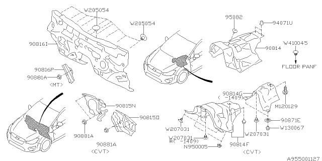 2014 Subaru Impreza INSULATOR Tb Out LRH Diagram for 90815FJ270